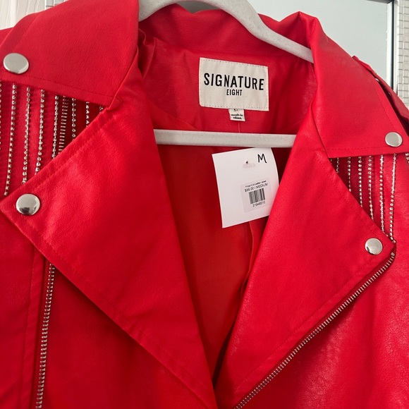 Faux Leather Rhinestone Jacket - Picture 2 of 6